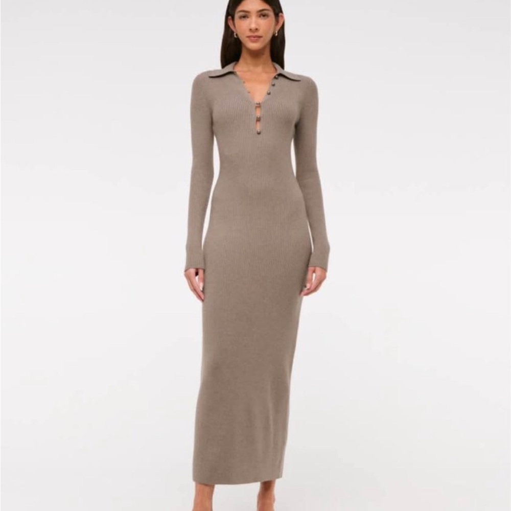 Abercrombie & Fitch Long Sleeve Taupe Dress